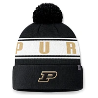 Men's Top of the World Black Purdue Boilermakers Slash Cuffed Knit Hat with Pom