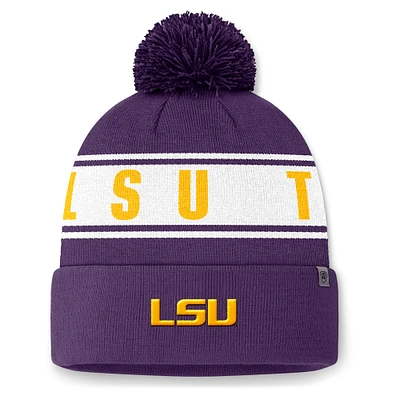 Men's Top of the World Purple LSU Tigers Slash Cuffed Knit Hat with Pom