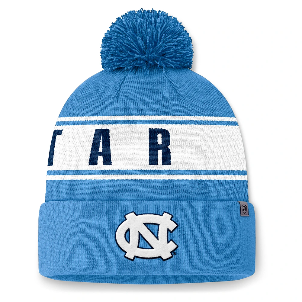 Men's Top of the World Carolina Blue North Carolina Tar Heels Slash Cuffed Knit Hat with Pom