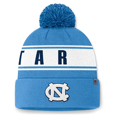 Men's Top of the World Carolina Blue North Carolina Tar Heels Slash Cuffed Knit Hat with Pom