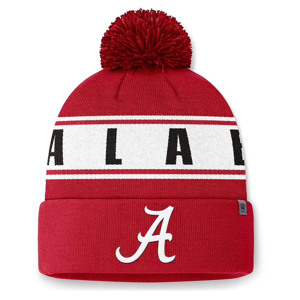 Men's Top of the World Crimson Alabama Crimson Tide Slash Cuffed Knit Hat with Pom