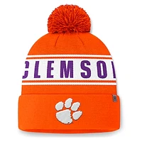 Men's Top of the World Orange Clemson Tigers Slash Cuffed Knit Hat with Pom