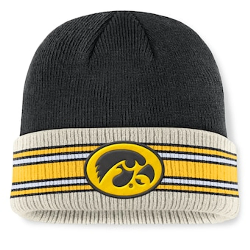 Men's Top of the World  Black Iowa Hawkeyes Silas Cuffed Knit Hat