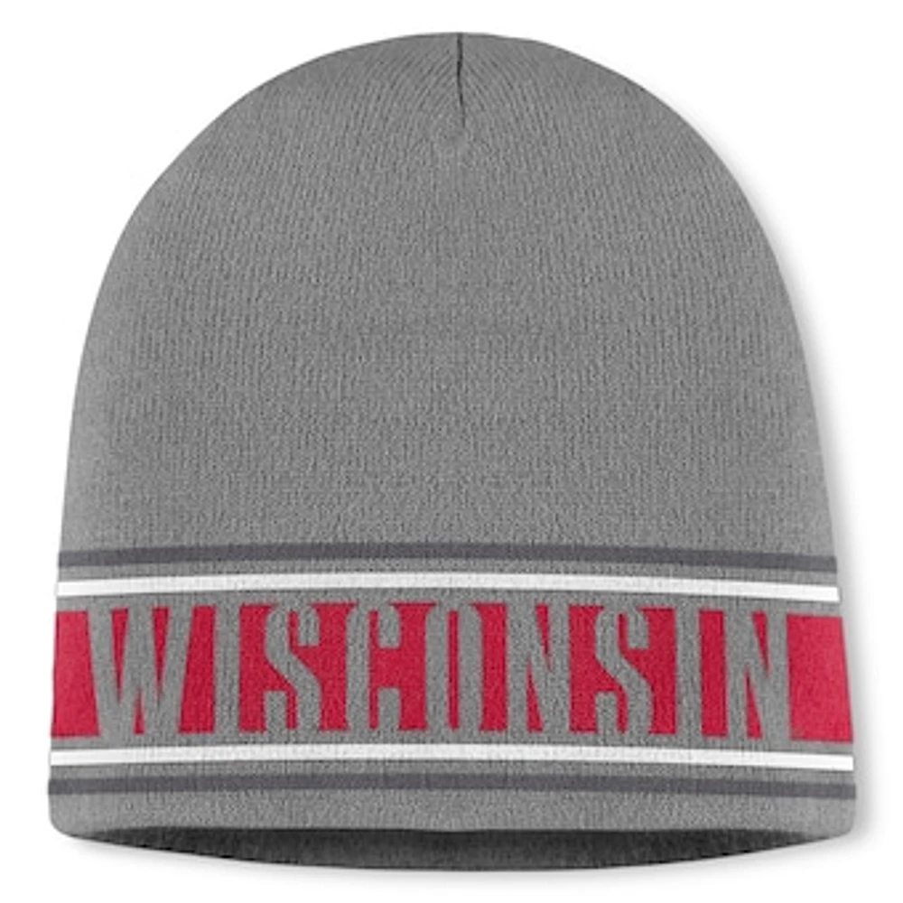 Men's Top of the World Gray Wisconsin Badgers Jace Knit Beanie