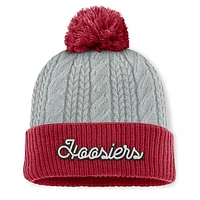 Women's Top of the World Gray/Crimson Indiana Hoosiers Becca Cuffed Knit Hat with Pom