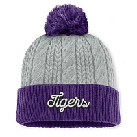 Women's Top of the World Gray/Purple LSU Tigers Becca Cuffed Knit Hat with Pom