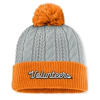 Women's Top of the World Gray/Tennessee Orange Tennessee Volunteers Becca Cuffed Knit Hat with Pom