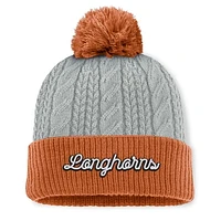 Women's Top of the World Gray/Texas Orange Texas Longhorns Becca Cuffed Knit Hat with Pom