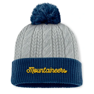 Women's Top of the World Gray/Navy West Virginia Mountaineers Becca Cuffed Knit Hat with Pom