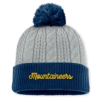 Women's Top of the World Gray/Navy West Virginia Mountaineers Becca Cuffed Knit Hat with Pom