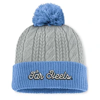 Women's Top of the World Gray/Carolina Blue North Carolina Tar Heels Becca Cuffed Knit Hat with Pom