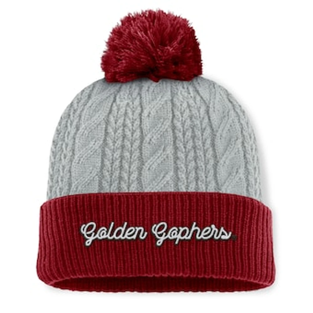 Women's Top of the World Gray/Maroon Minnesota Golden Gophers Becca Cuffed Knit Hat with Pom