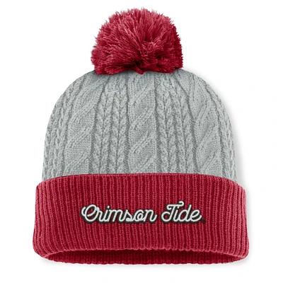 Women's Top of the World Gray/Crimson Alabama Crimson Tide Becca Cuffed Knit Hat with Pom