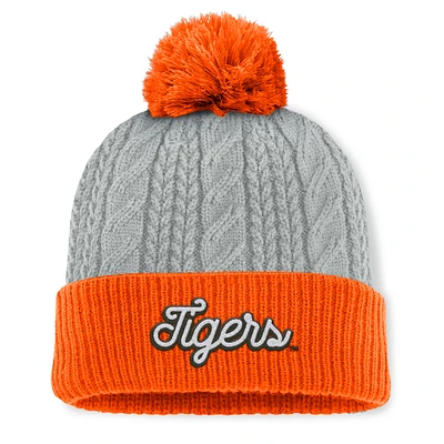 Women's Top of the World Gray/Orange Clemson Tigers Becca Cuffed Knit Hat with Pom