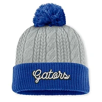 Women's Top of the World Gray/Royal Florida Gators Becca Cuffed Knit Hat with Pom