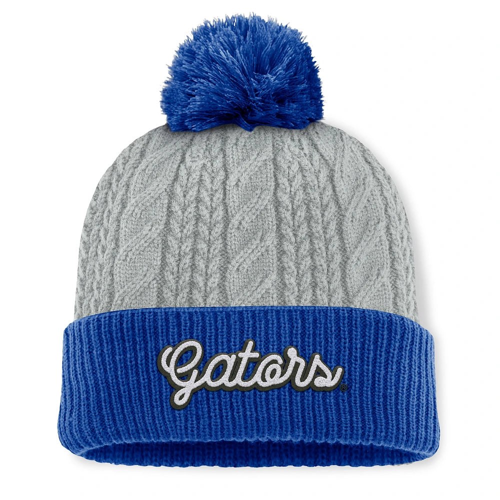 Women's Top of the World Gray/Royal Florida Gators Becca Cuffed Knit Hat with Pom