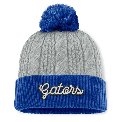 Women's Top of the World Gray/Royal Florida Gators Becca Cuffed Knit Hat with Pom