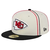 Men's New Era Cream Kansas City Chiefs Soutache 59FIFTY Fitted Hat