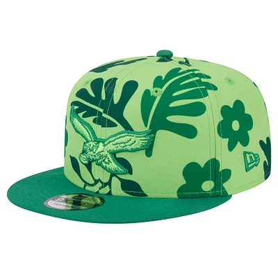 Men's New Era Light Green Philadelphia Eagles Leafy 9FIFTY Snapback Hat