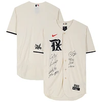 Texas Rangers 2023 MLB World Series Champions Autographed Nike City Connect Max Scherzer Jersey with 8 Signatures including Corey Seager, Adolis Garcia and Max Scherzer - Limited Edition of 10