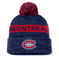 Men's Fanatics Navy Montreal Canadiens Authentic Pro Rink Cuffed Knit Hat with Pom