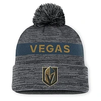 Men's Fanatics Gray Vegas Golden Knights  Authentic Pro Rink Cuffed Knit Hat with Pom