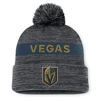 Men's Fanatics Gray Vegas Golden Knights  Authentic Pro Rink Cuffed Knit Hat with Pom