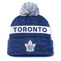 Men's Fanatics Blue Toronto Maple Leafs  Authentic Pro Rink Cuffed Knit Hat with Pom