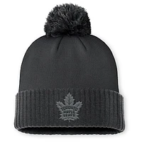 Men's Fanatics Black Toronto Maple Leafs Authentic Pro Road Cuffed Knit Hat with Pom