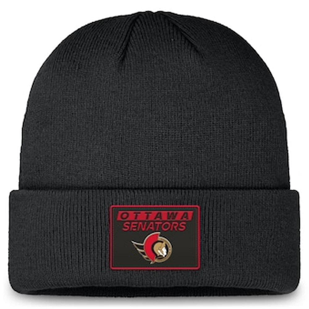 Men's Fanatics Black Ottawa Senators Authentic Pro Rink Prime Cuffed Knit Hat