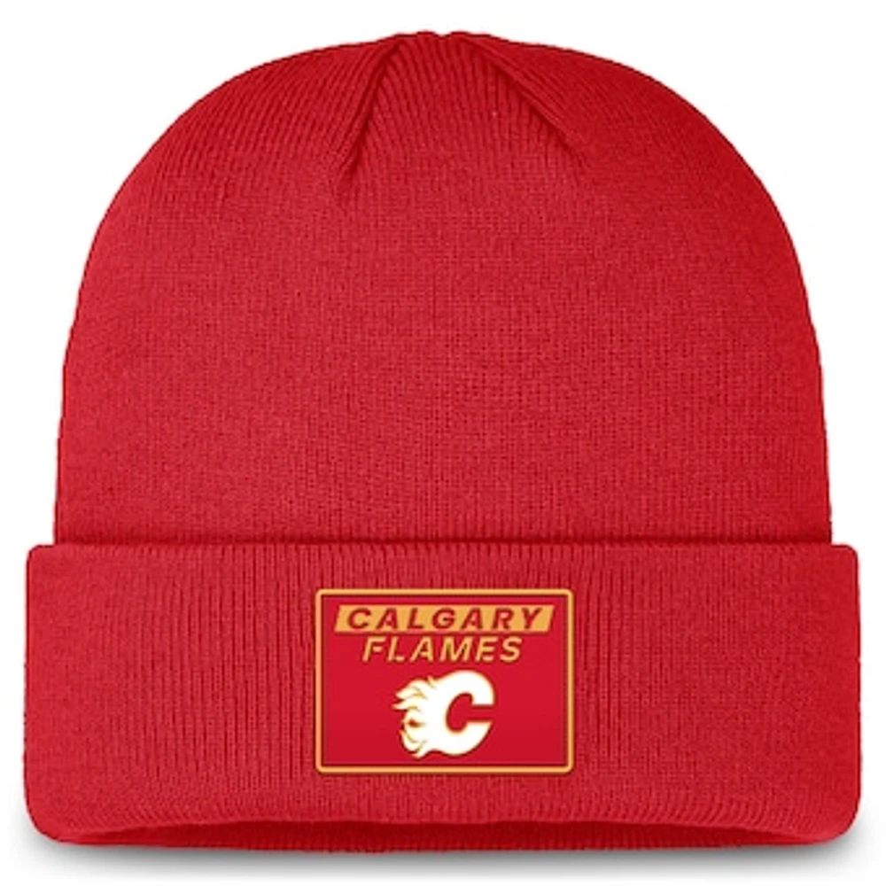 Men's Fanatics Red Calgary Flames Authentic Pro Rink Prime Cuffed Knit Hat