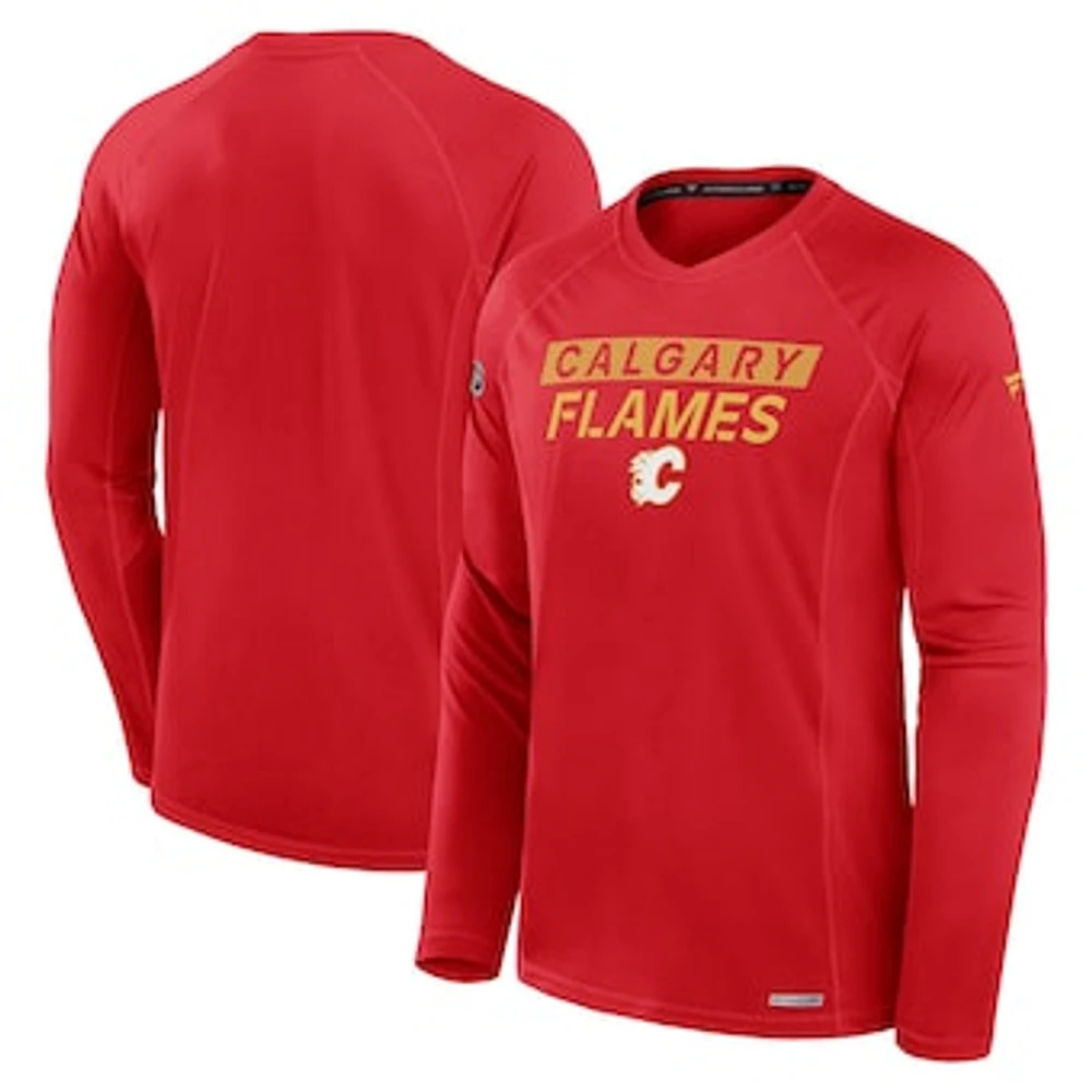 Men's Fanatics  Red Calgary Flames Authentic Pro Rink Tech Long Sleeve T-Shirt