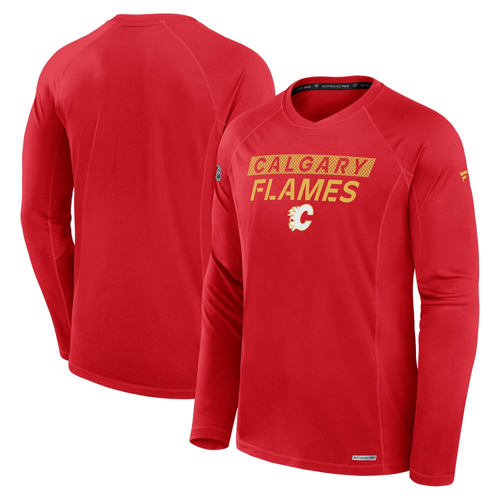 Men's Fanatics  Red Calgary Flames Authentic Pro Rink Tech Long Sleeve T-Shirt