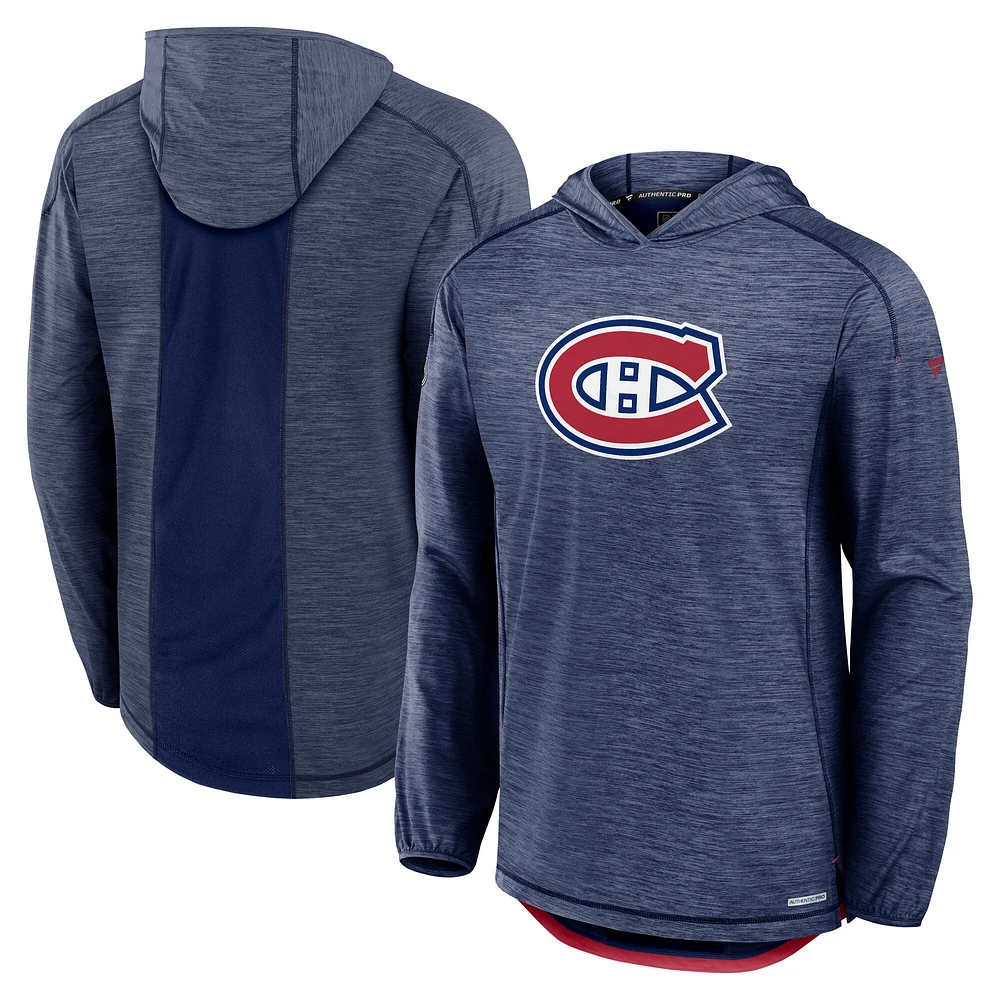 Men's Fanatics  Navy Montreal Canadiens Authentic Pro Rink Lightweight Pullover Hoodie