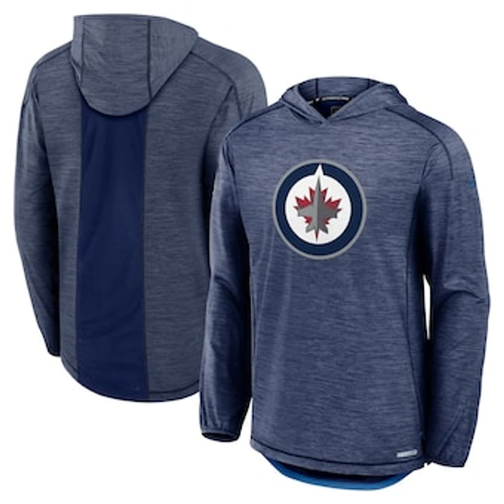 Men's Fanatics  Navy Winnipeg Jets Authentic Pro Rink Lightweight Pullover Hoodie