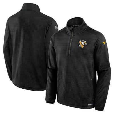 Men's Fanatics  Black Pittsburgh Penguins Authentic Pro Rink Lightweight Quarter-Zip Sweatshirt