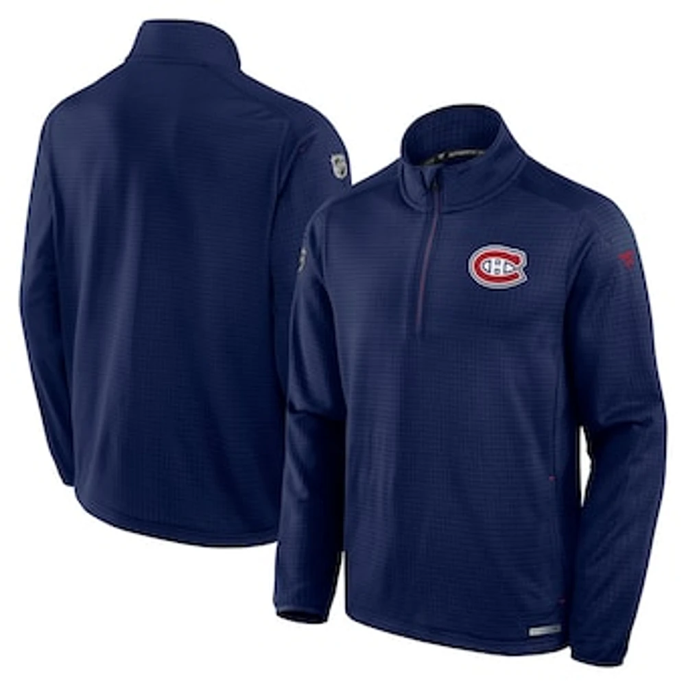 Men's Fanatics  Navy Montreal Canadiens Authentic Pro Rink Lightweight Quarter-Zip Sweatshirt