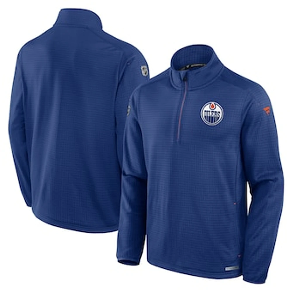 Men's Fanatics  Royal Edmonton Oilers Authentic Pro Rink Lightweight Quarter-Zip Sweatshirt