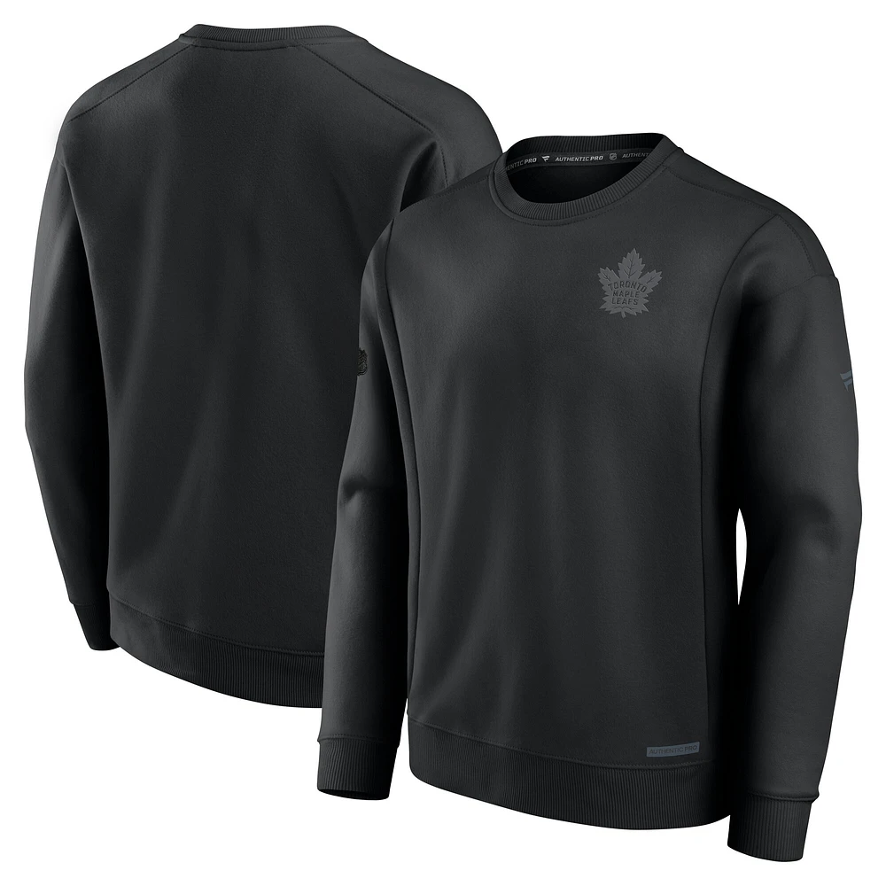 Men's Fanatics  Black Toronto Maple Leafs Authentic Pro Road Fleece Pullover Sweatshirt