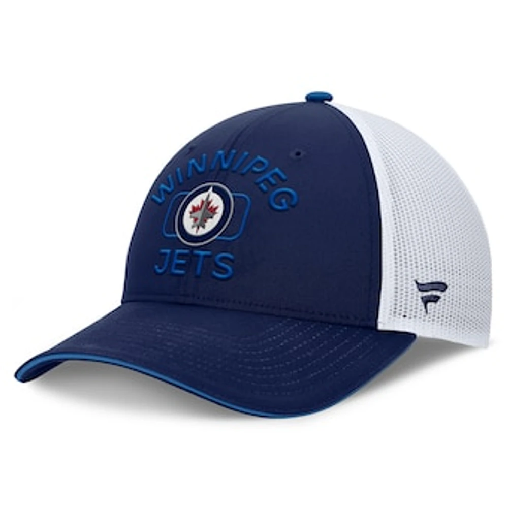 Men's Fanatics Navy/White Winnipeg Jets Authentic Pro Rink Meshback Structured Adjustable Hat