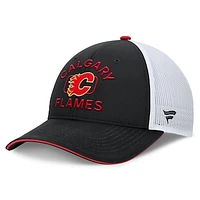 Men's Fanatics Black/White Calgary Flames Authentic Pro Rink Meshback Structured Adjustable Hat