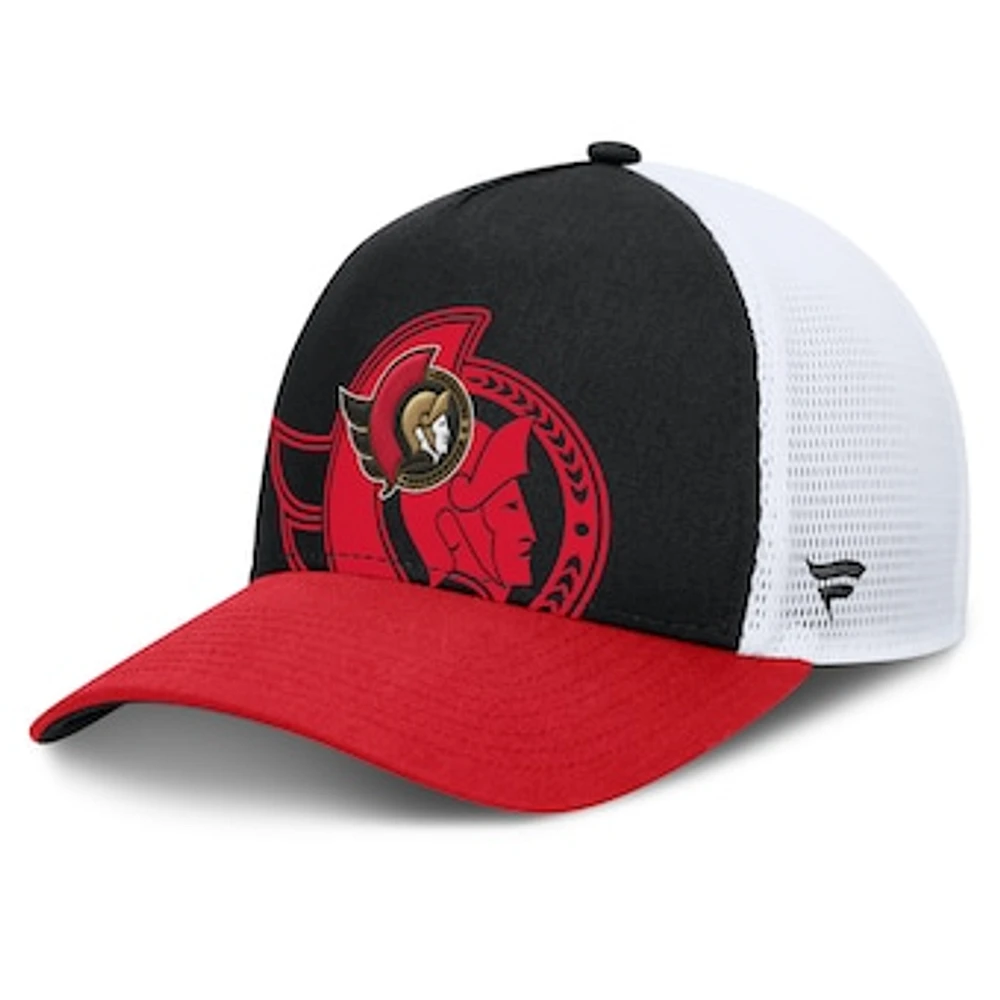 Men's Fanatics Black/Red Ottawa Senators Authentic Pro Rink Hometown Trucker Adjustable Hat