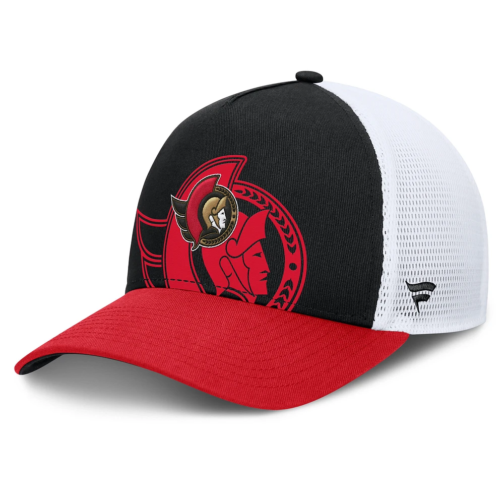 Men's Fanatics Black/Red Ottawa Senators Authentic Pro Rink Hometown Trucker Adjustable Hat