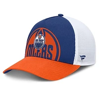 Men's Fanatics Royal/Orange Edmonton Oilers Authentic Pro Rink Hometown Trucker Adjustable Hat