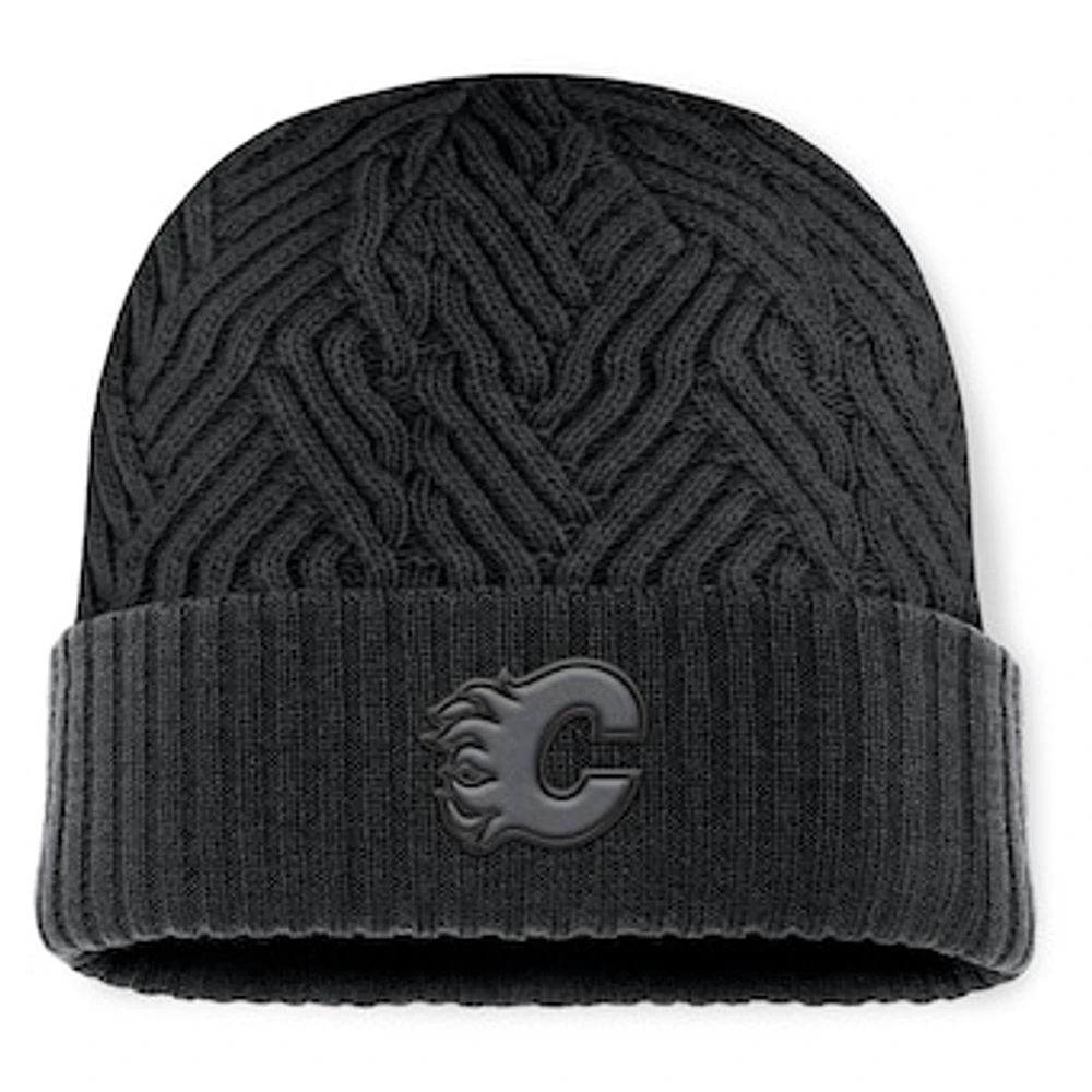 Men's Fanatics Black Calgary Flames Authentic Pro Road Cuffed Knit Hat