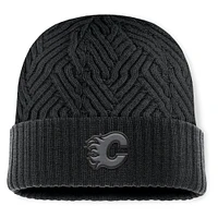 Men's Fanatics Black Calgary Flames Authentic Pro Road Cuffed Knit Hat