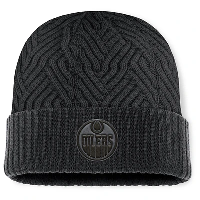 Men's Fanatics Black Edmonton Oilers Authentic Pro Road Cuffed Knit Hat