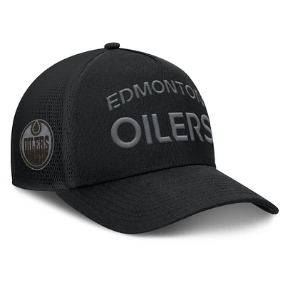 Men's Fanatics Black Edmonton Oilers Authentic Pro Road Meshback Adjustable Hat