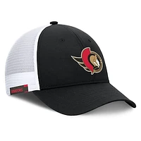 Men's Fanatics Black/White Ottawa Senators Authentic Pro Rink Adjustable Hat