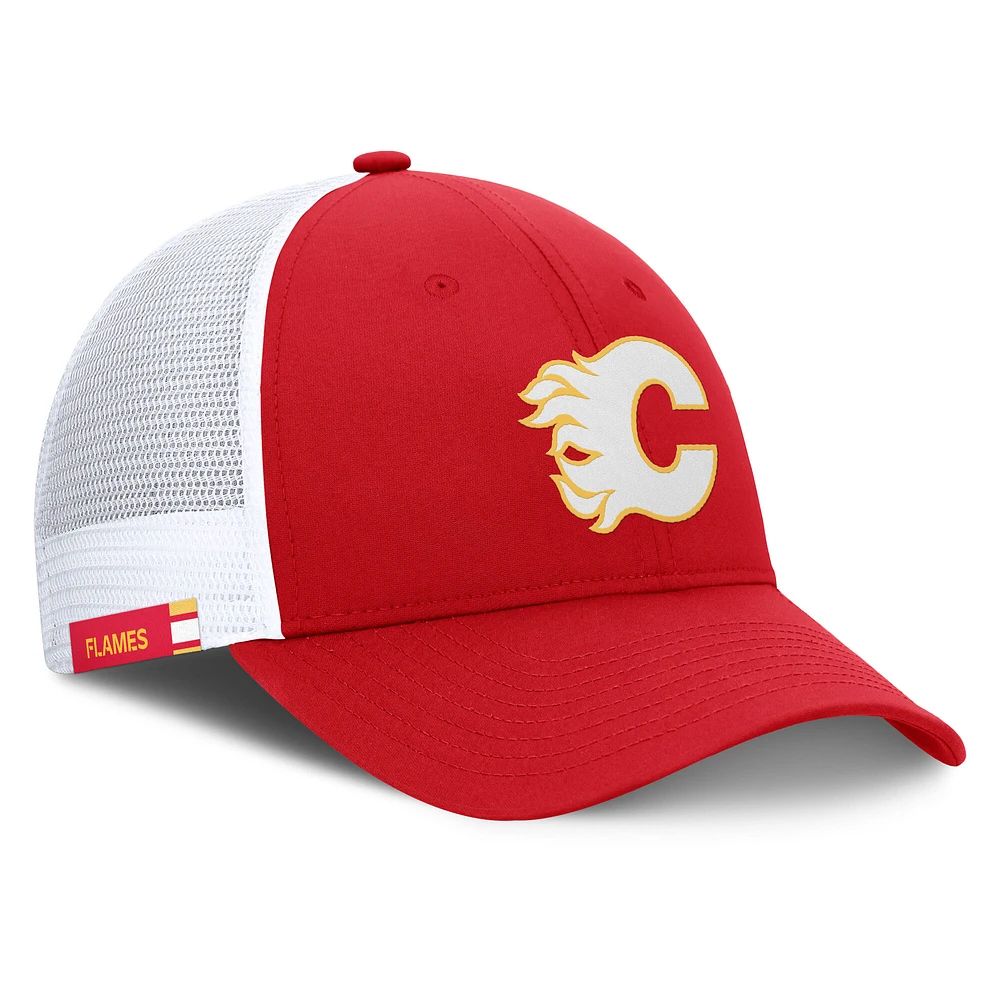 Men's Fanatics Red/White Calgary Flames Authentic Pro Rink Adjustable Hat